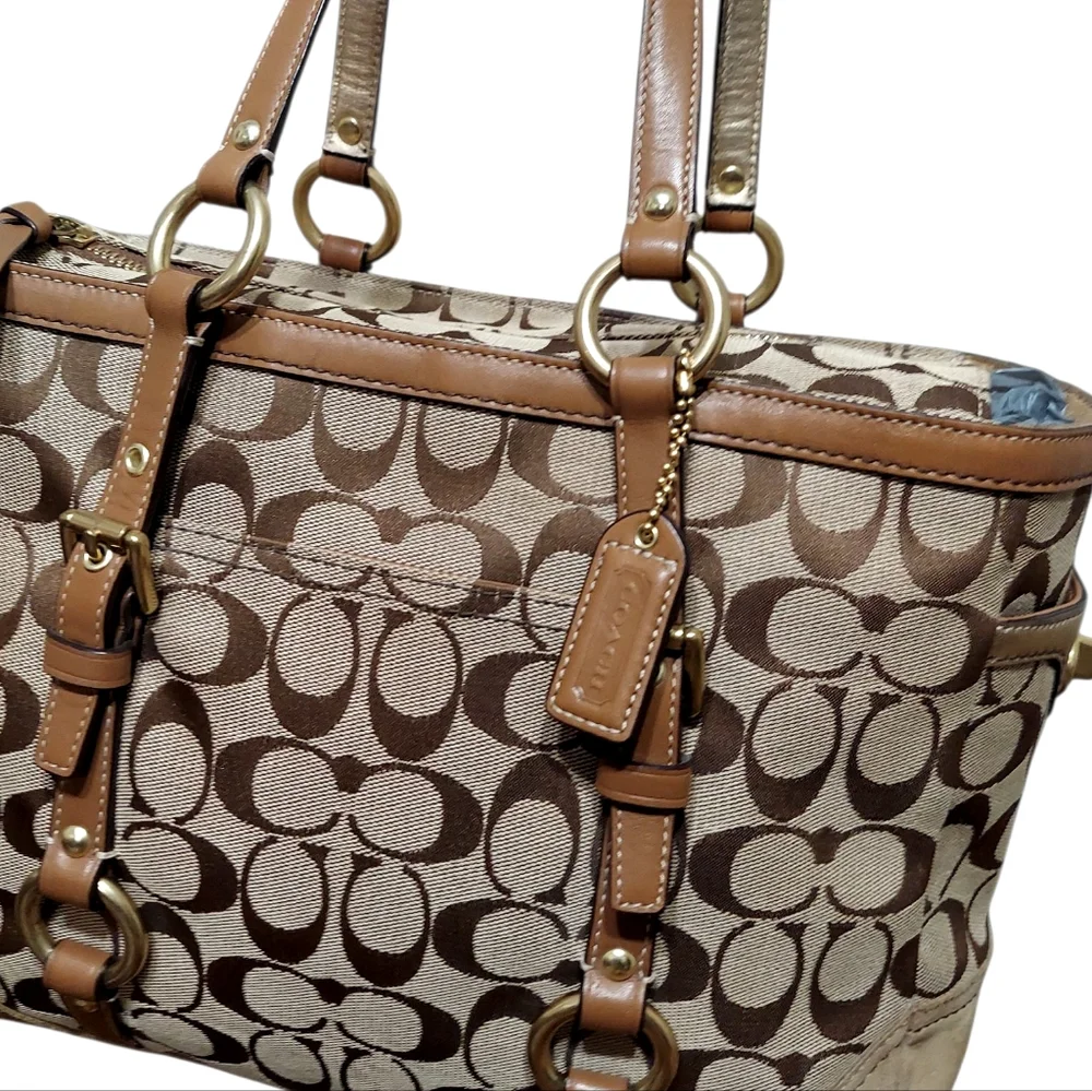 Coach Y2K Signature Turnlock Jacquard, Leather & Suede Tote Bag EUC - Picture 3 of 15